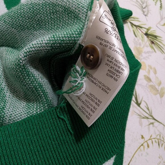 Green & White Anthropologie Knit Short Sleeve Top - Size Small - Picture 8 of 11